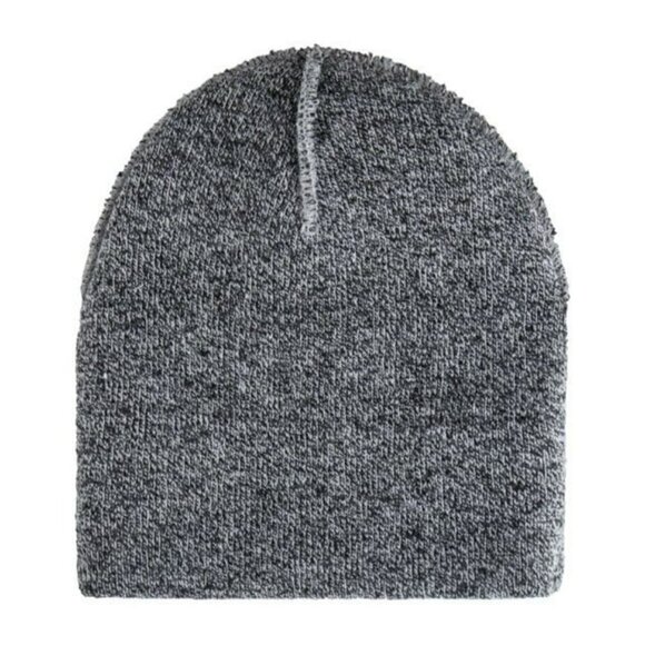 LEVI'S One Size Marl Grey All Season Leather Logo Patch Cuffed Knit BEANIE NWT - Picture 5 of 6